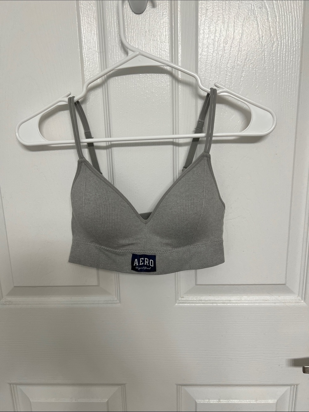 Seamless Ribbed Light Gray Bralette